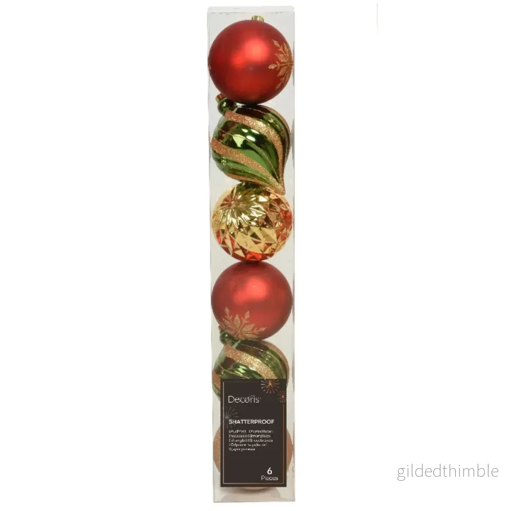 Julgranskulor Stora Röd/Guld/Grön 15cm - Bild 2