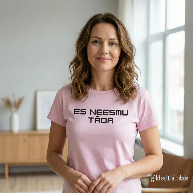 Kokvilnas T-krekls “Es neesmu tāda” | gaiši rozā - Bild 3