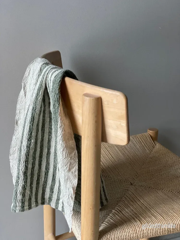 Kökshandduk linne 'Green Stripe'