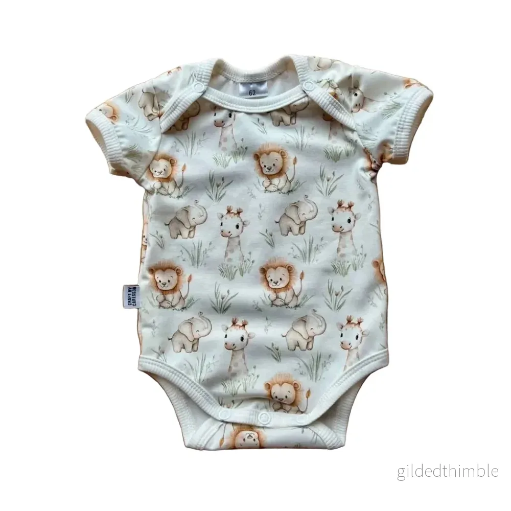 Body kort ärm baby savannens djur, stl 56-86, nyfödd-1,5 år | Ekologisk bomull Body kort ärm baby savannens djur, stl 56-86, nyfödd-1,5 år | Ekologisk bomull
