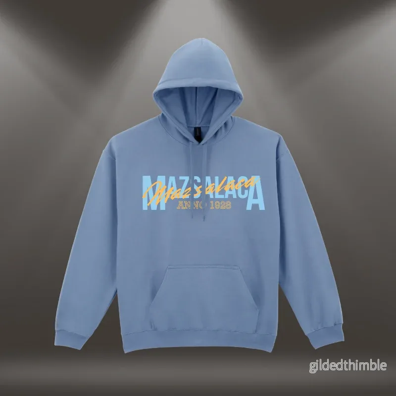 Hūdijs ar apdruku "Mazsalaca. Anno 1928." | Pelēcīgi zils (Stone blue)