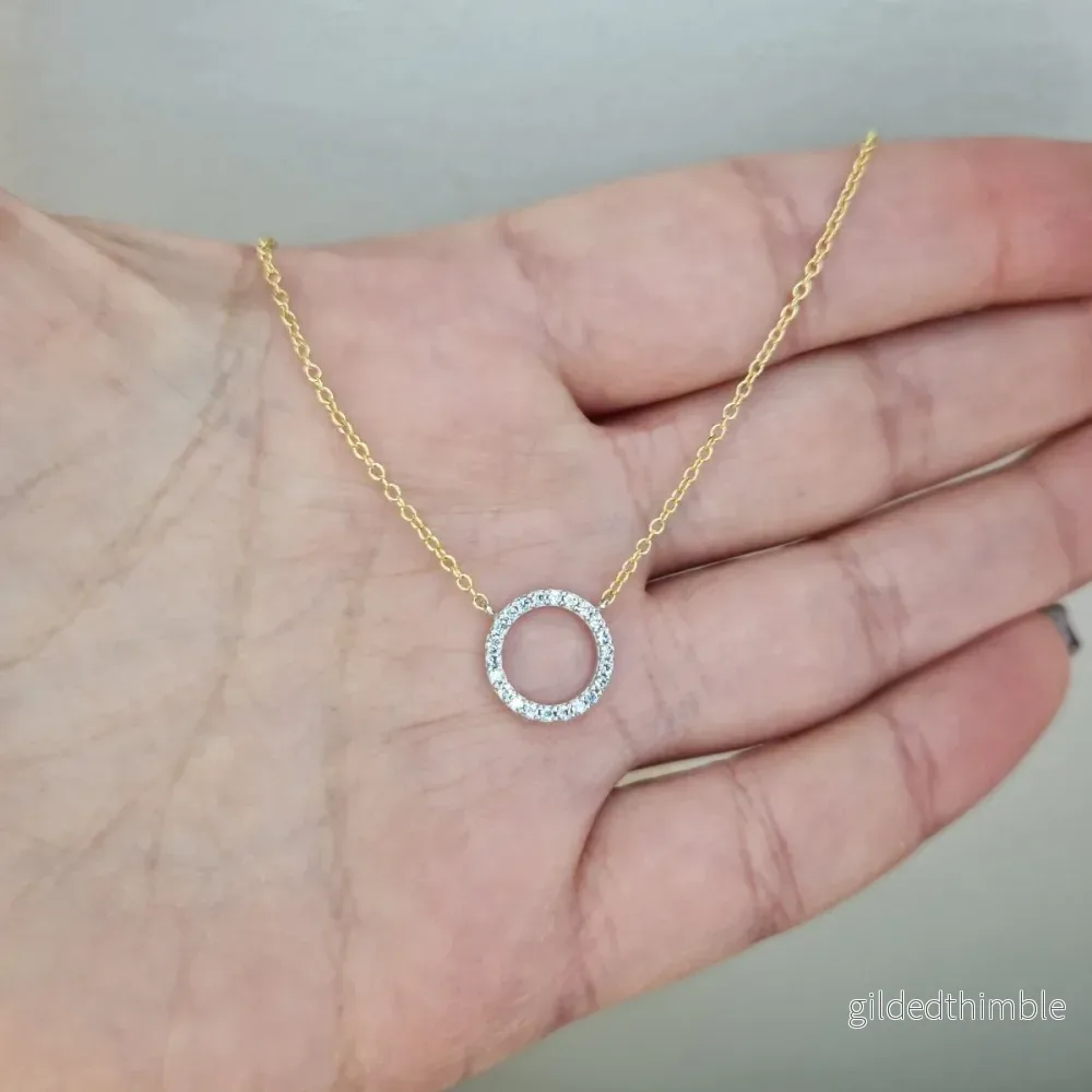 Collier ring med stenar tvåfärgat 18k guld