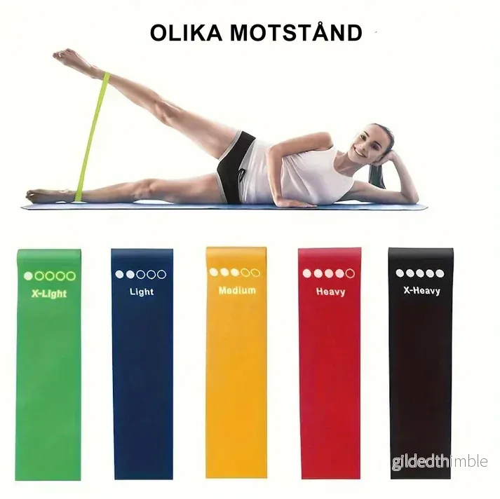 5-pack Träningsband för Helkroppsträning – Hemmagym, Fitness, Yoga & Pilates - Bild 3
