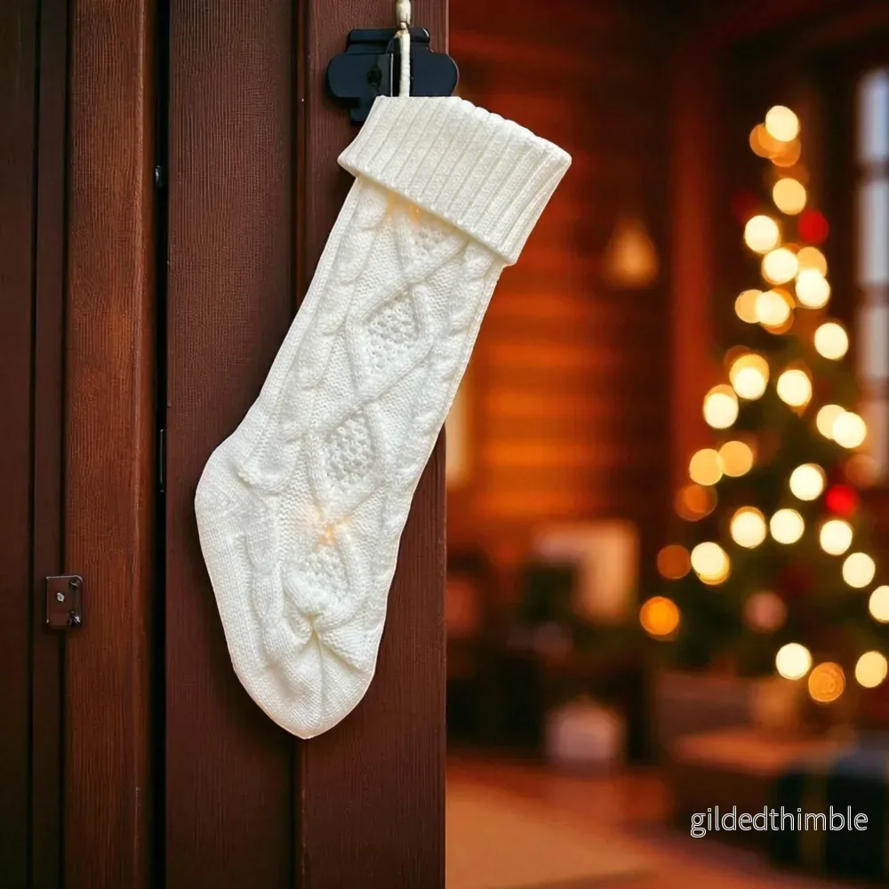 Julstrumpa Offwhite Stickad