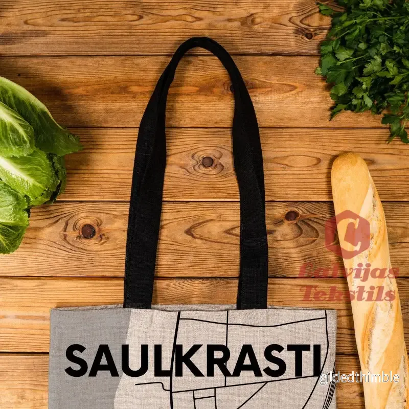 Pelēka lina auduma maisiņš "Saulkrasti" - Bild 2