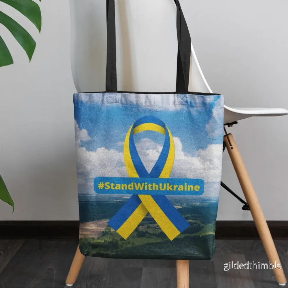 Lina vai kokvilnas auduma maisiņš «#StandWithUkraine» | kolekcija «Par Ukrainu» - Bild 3