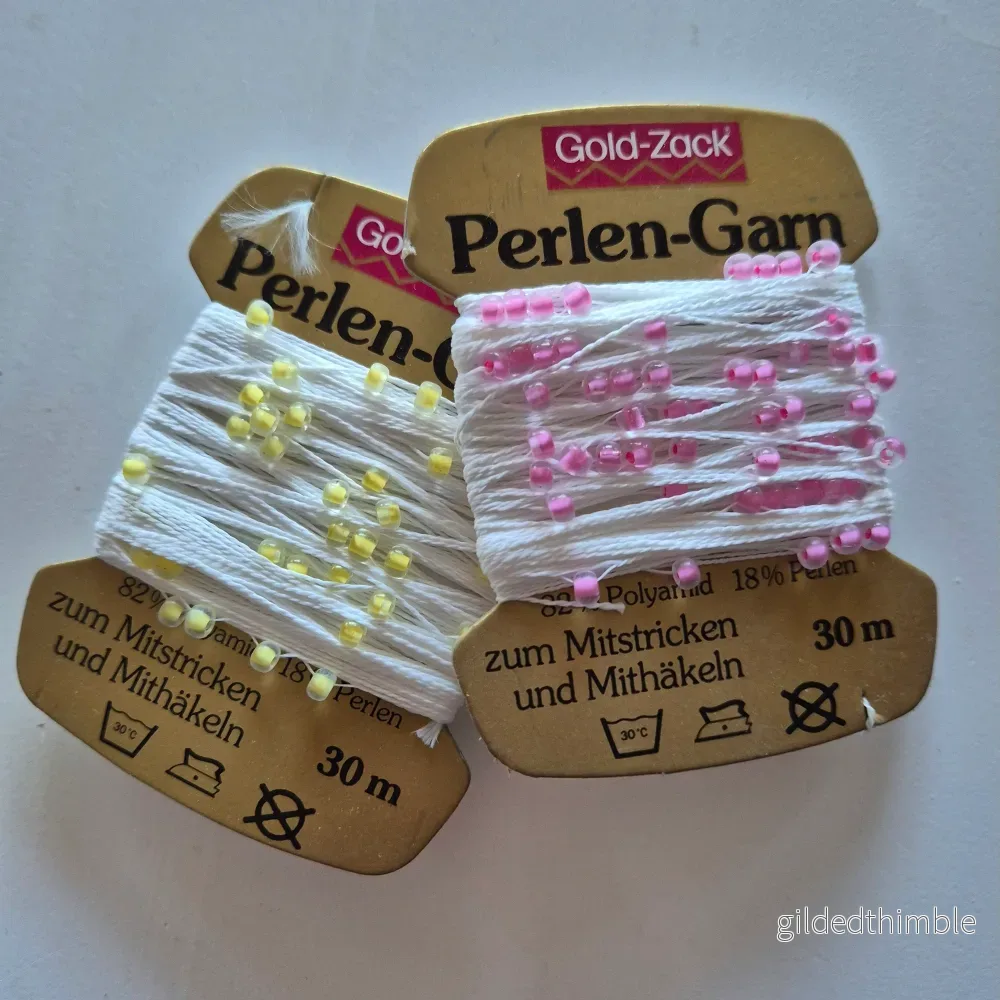 Virkgarn med pärlor 30m – Gold-Zack Pärlgarn ✨ Virkgarn med pärlor 30m – Gold-Zack Pärlgarn ✨