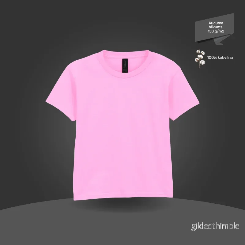 Bērnu T-krekls, pamata modelis | 150 g/m² | Gaiši rozā