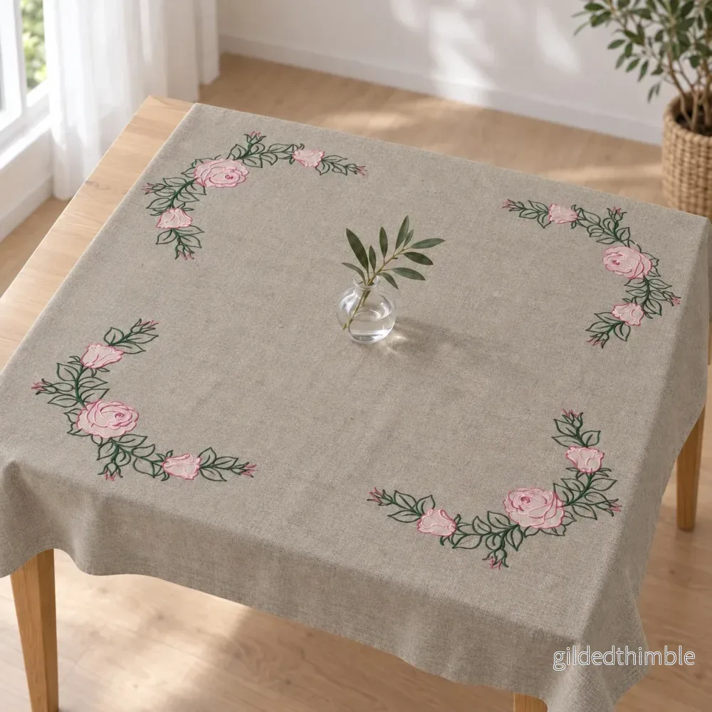 Förritad Broderiduk – Oblekt Bomull 90x90cm Förritad Broderiduk – Oblekt Bomull 90x90cm