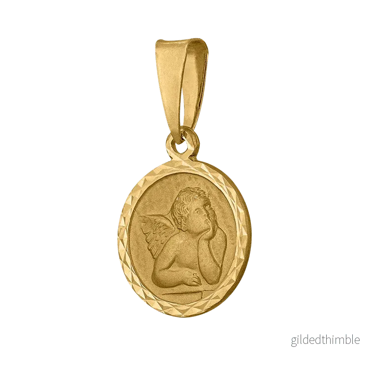 Hängsmycke Ängel rund platta 18k guld - Bild 2