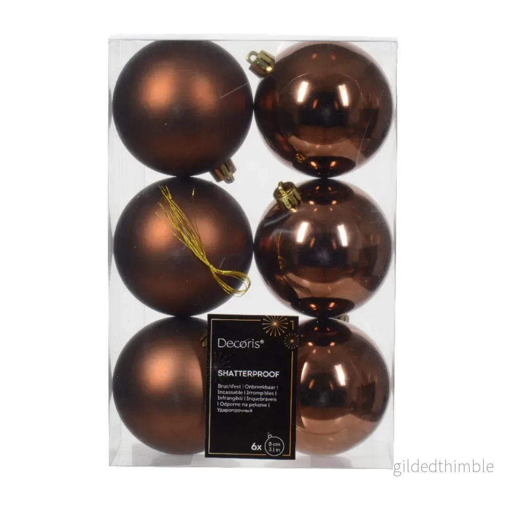 Julgranskulor Espresso/Brun 6st, 8cm - Bild 2