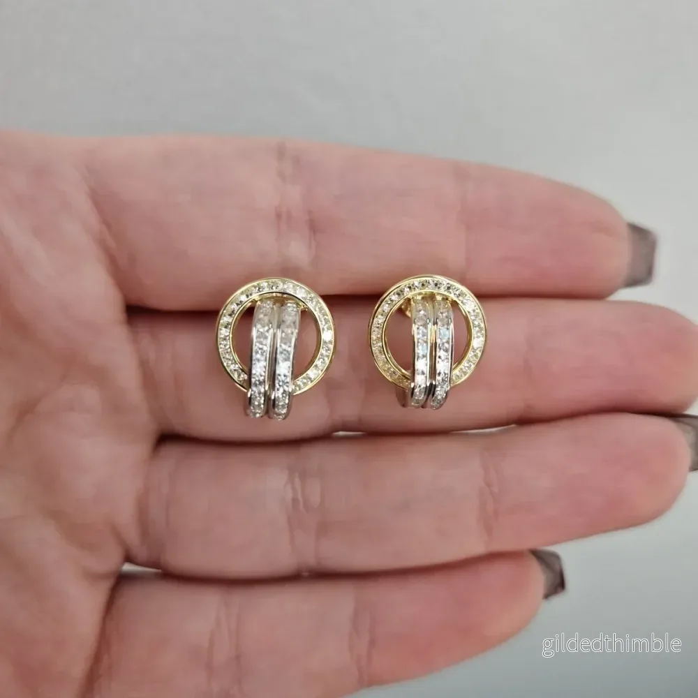 Örhängen cirklar med stenar 18k guld