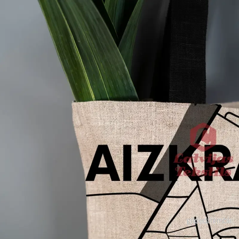 Pelēka lina auduma maisiņš "Aizkraukle" - Bild 3