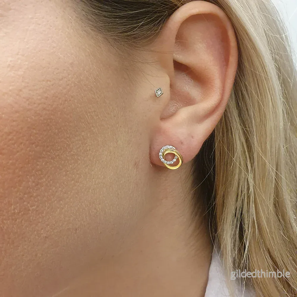 Örhängen cirklar tvåfärgat 18k guld - Bild 2