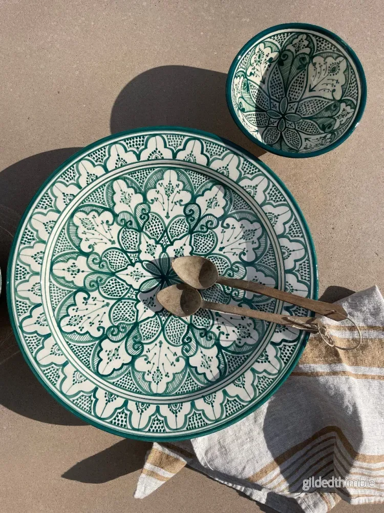 Marockanskt keramikfat ’Safi’ Green 40cm