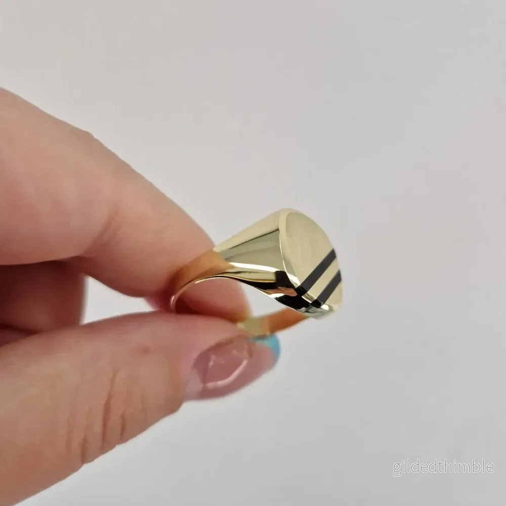 Klackring Onyx ränder 18k guld - Bild 2