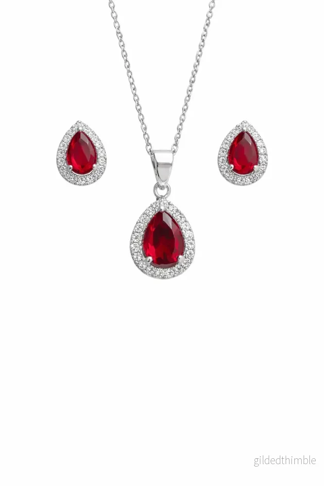 Carmose SET – Röd Silver 925 med Zirconia stenar