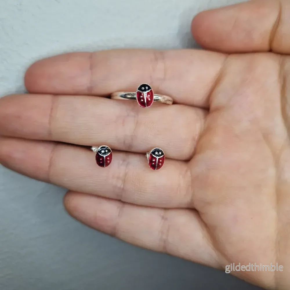 Silver set nyckelpiga