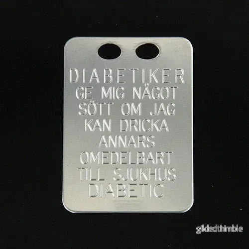 Diabetes bricka i silver
