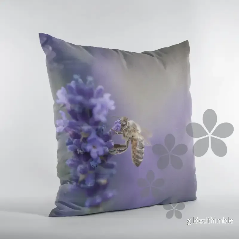 Dekoratīvais spilvens | kolekcija «Lavandu zeme» | «Lavanda un bite»