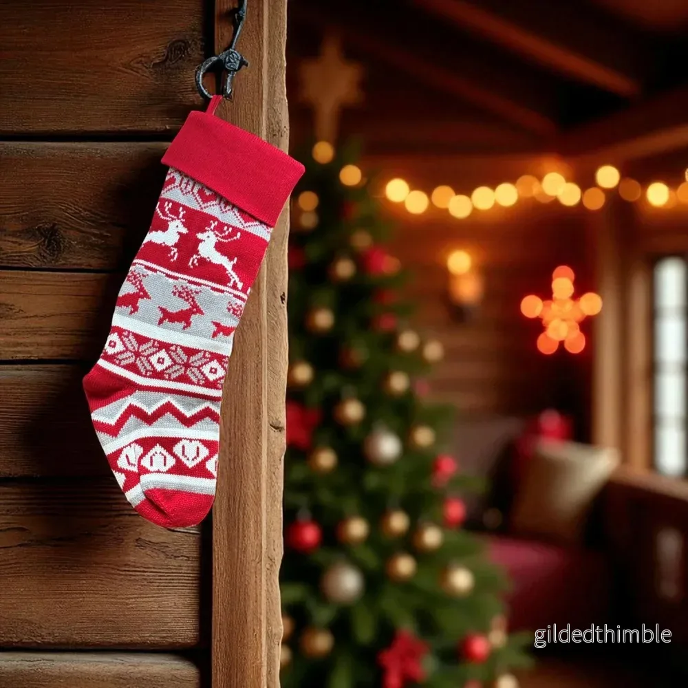 Julstrumpa Ren Stickad