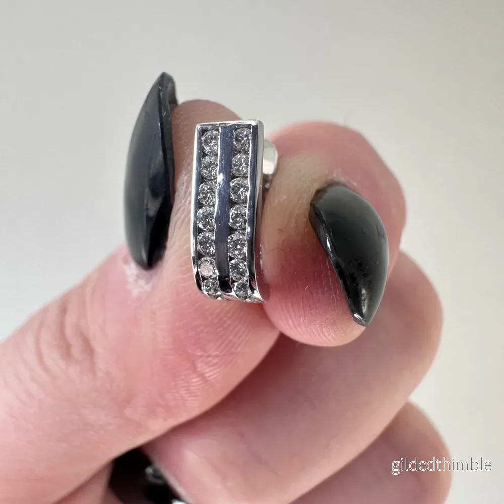 Diamant örhängen två rader 18k vitguld 0,32ct - Bild 3