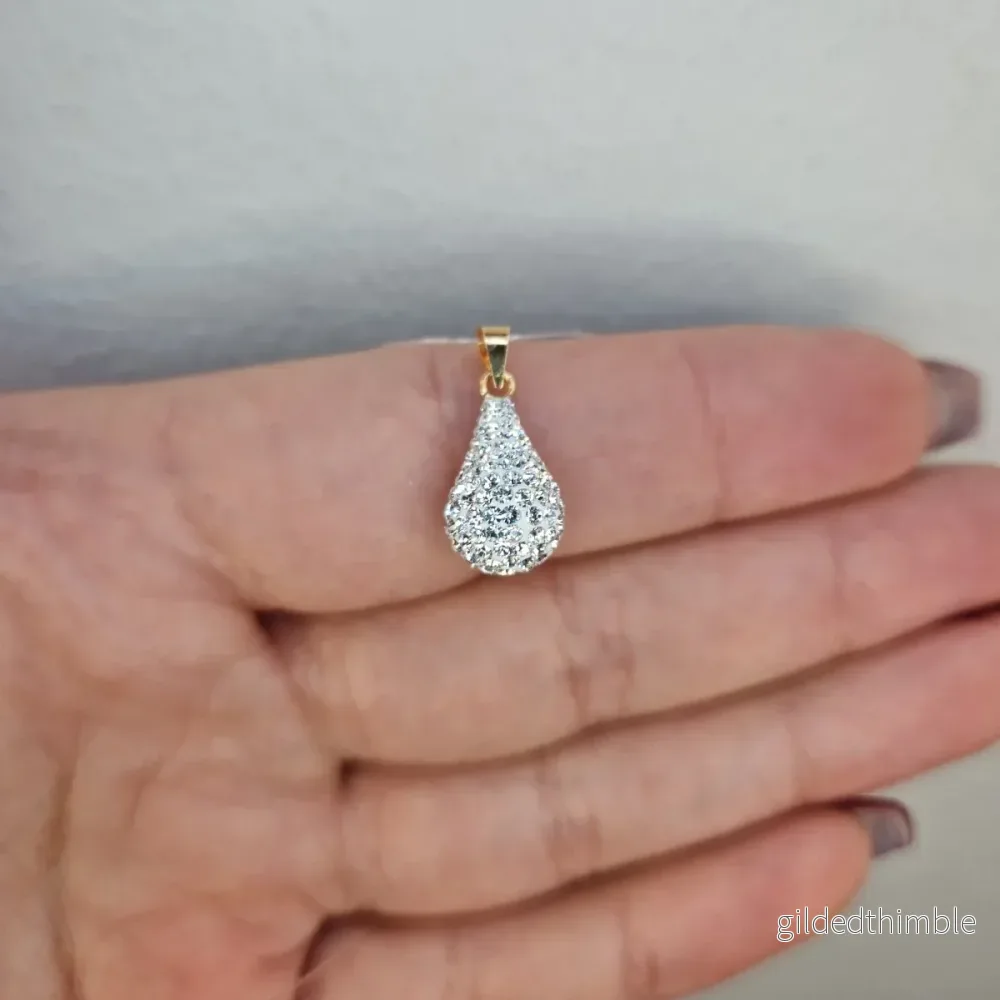 Hängsmycke hängande kristall droppe 18k guld Hängsmycke hängande kristall droppe 18k guld