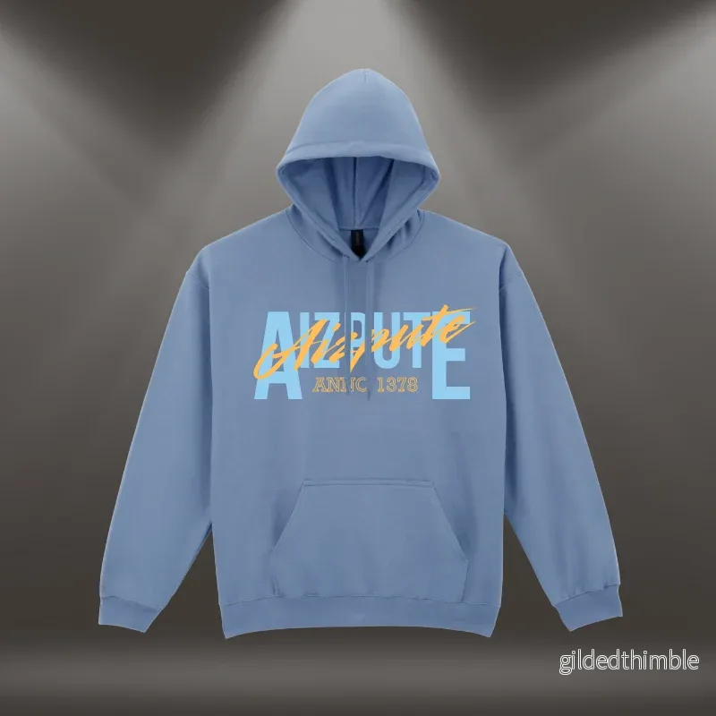 Hūdijs ar apdruku ”Aizpute. Anno 1378.” | Pelēcīgi zils (Stone blue)