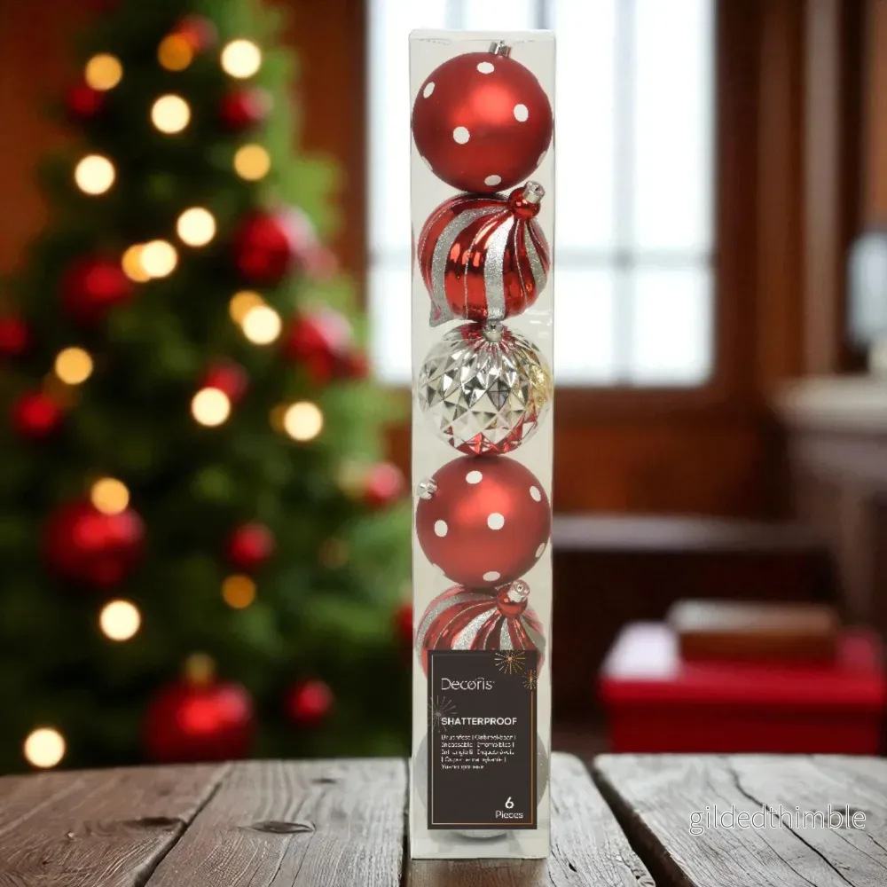 Julgranskulor Stora Röd/Silver 15cm