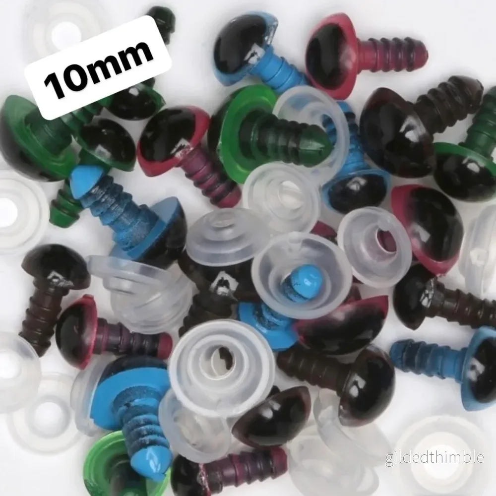 Säkerhetsögon 10 mm. 4 par, Rosa/Brun/Grön/Blå