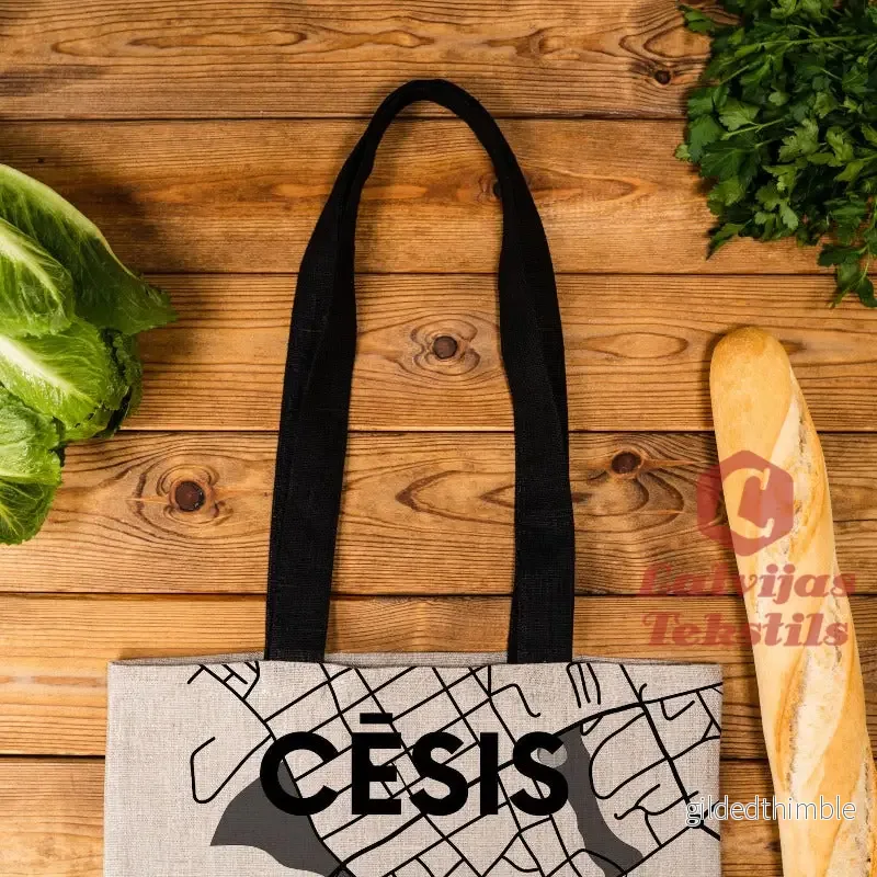 Pelēka lina auduma maisiņš "Cēsis" - Bild 3