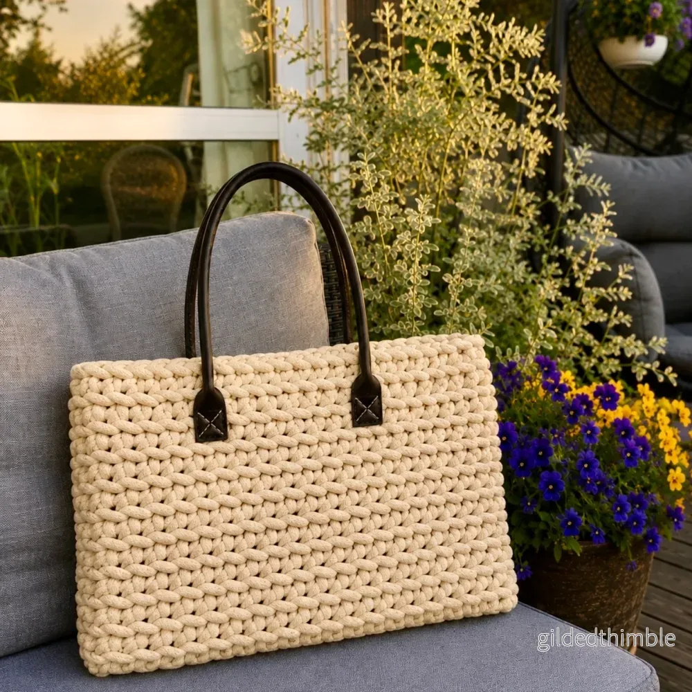 Materialkit ”Ingrid” en lättvirkad väska i Jumbogarnet Materialkit ”Ingrid” en lättvirkad väska i Jumbogarnet