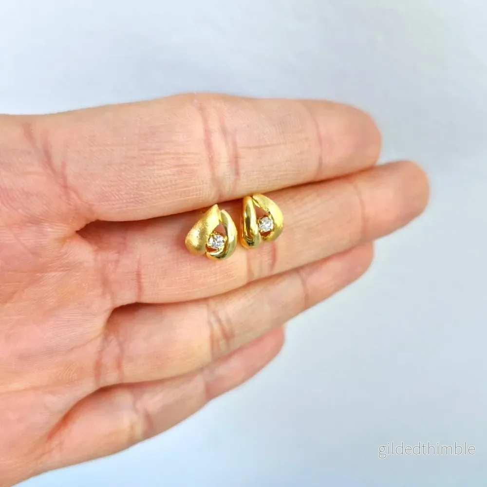 Guld 18k örhängen med Zirconia stenar - Bild 2