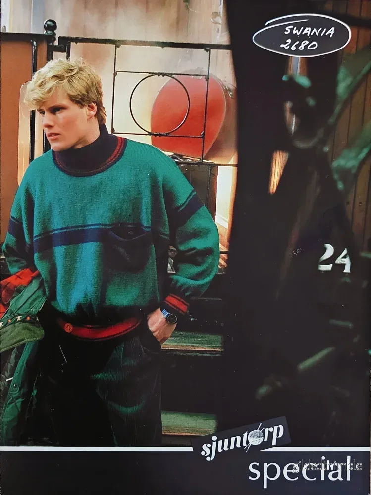 Stickmönster herrtröja SWANIA 2680 – klassisk pullover med rand - Bild 2