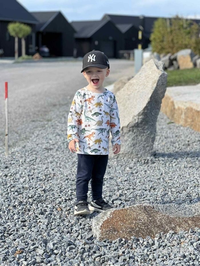 Tröja lång ärm barn, med dinosaurier stl 86-128, 1,5 till 8 år| ekologisk bomull - Bild 3
