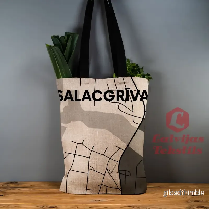 Pelēka lina auduma maisiņš ”Salacgrīva” Pelēka lina auduma maisiņš ”Salacgrīva”