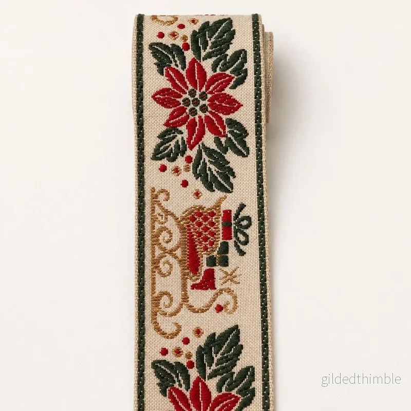 Julband vävt med Julsläde 50 mm Julband vävt med Julsläde 50 mm