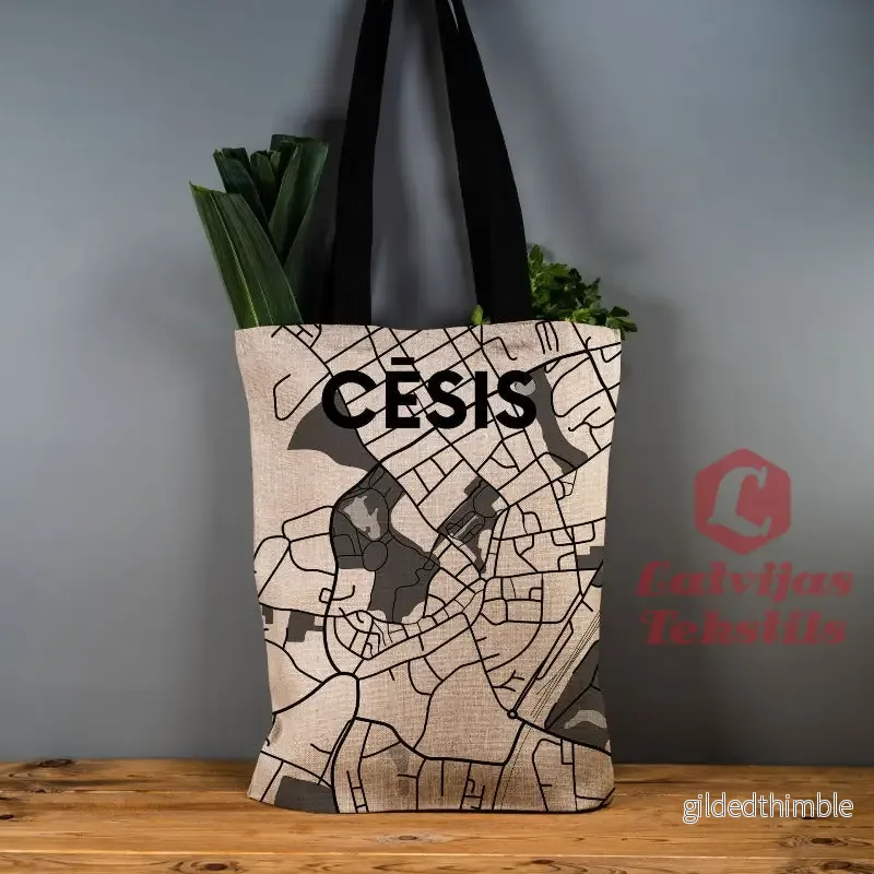 Pelēka lina auduma maisiņš "Cēsis"