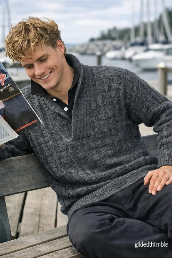 Stickmönster Herrtröja Swania 2592 – Strukturstickad Herrpullover