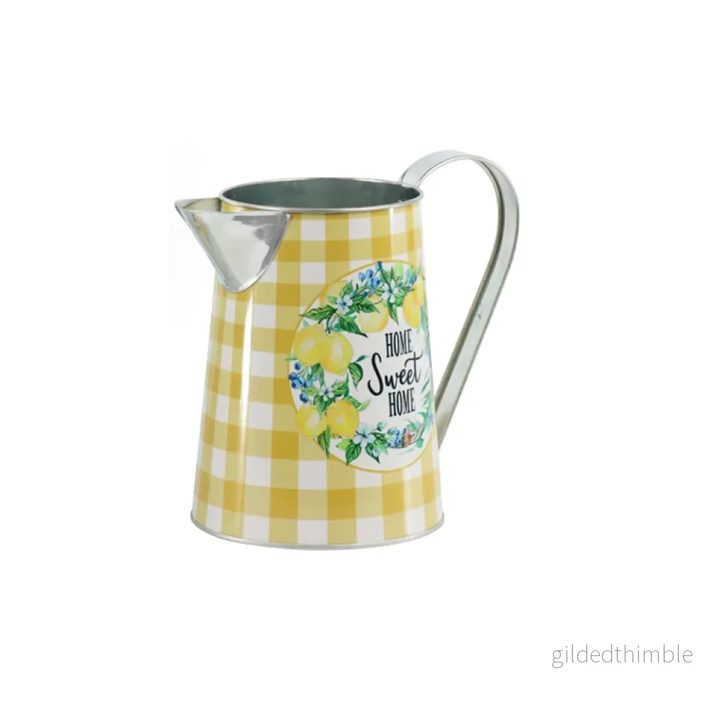 Rustik Zinkkanna – Gul/Vit/Citron - Bild 2