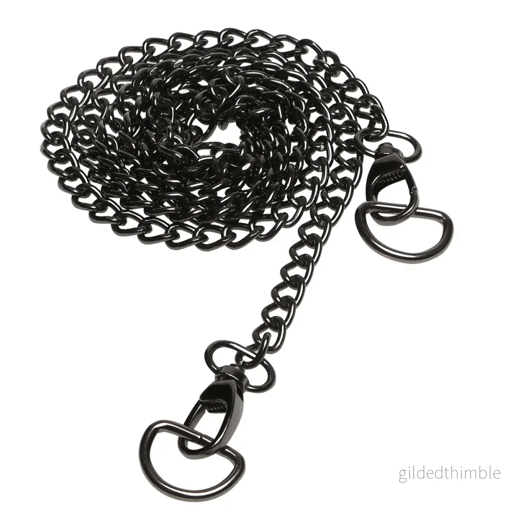 Axelrem, metallkedja grå 120 cm. med karbinhakar och D-ringar Axelrem, metallkedja grå 120 cm. med karbinhakar och D-ringar