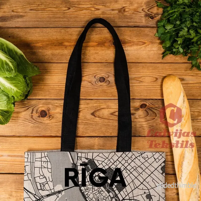 Pelēka lina auduma maisiņš "Rīga" - Bild 2