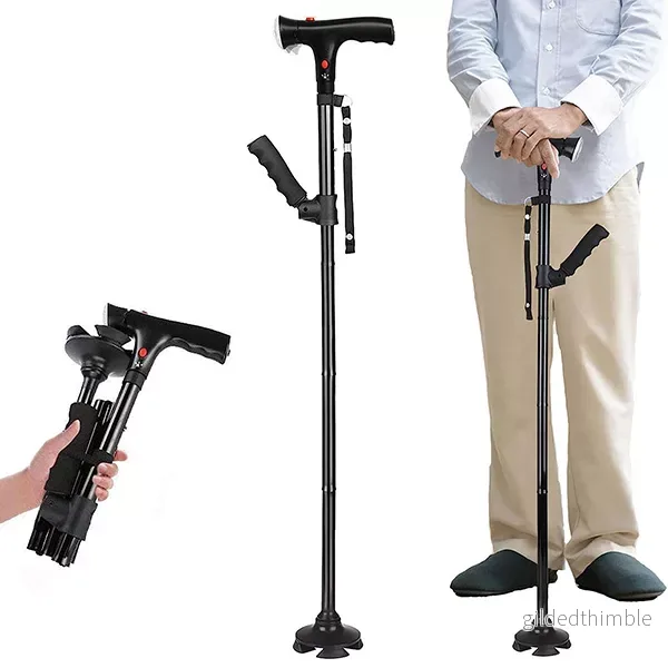 Justerbar LED‑gångkäpp – Halksäker