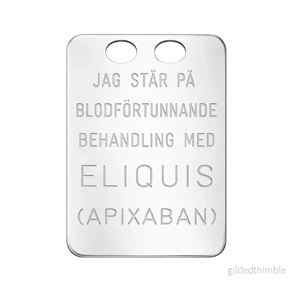Eliquis bricka i silver