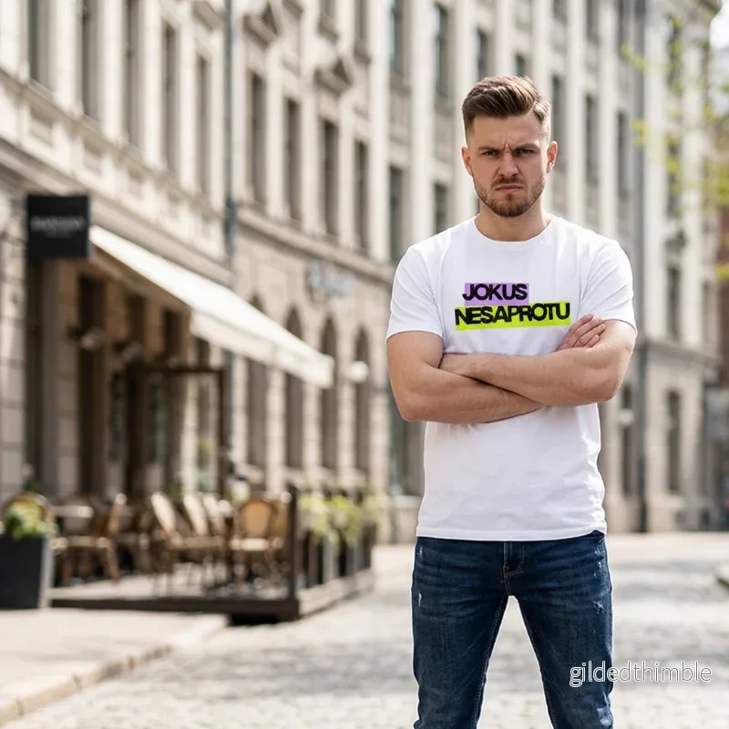 Kokvilnas T-krekls ”Jokus Nesaprotu” | balts