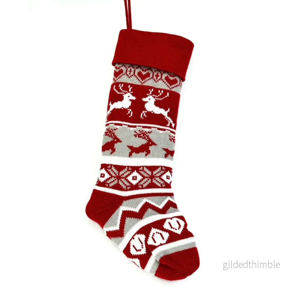 Julstrumpa Ren Stickad - Bild 2
