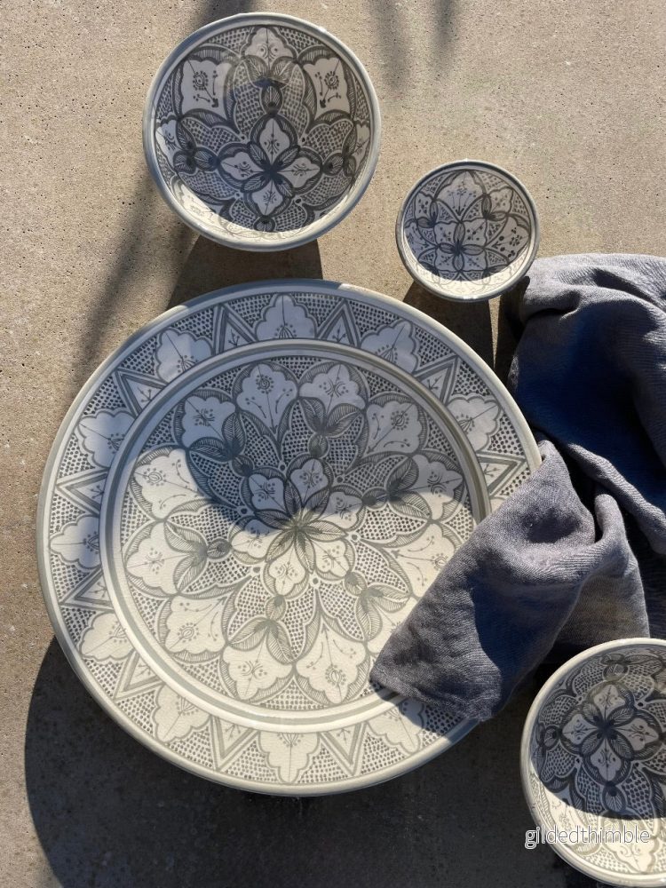 Marockanskt handgjort keramikfat ’Safi’ Grey 40cm