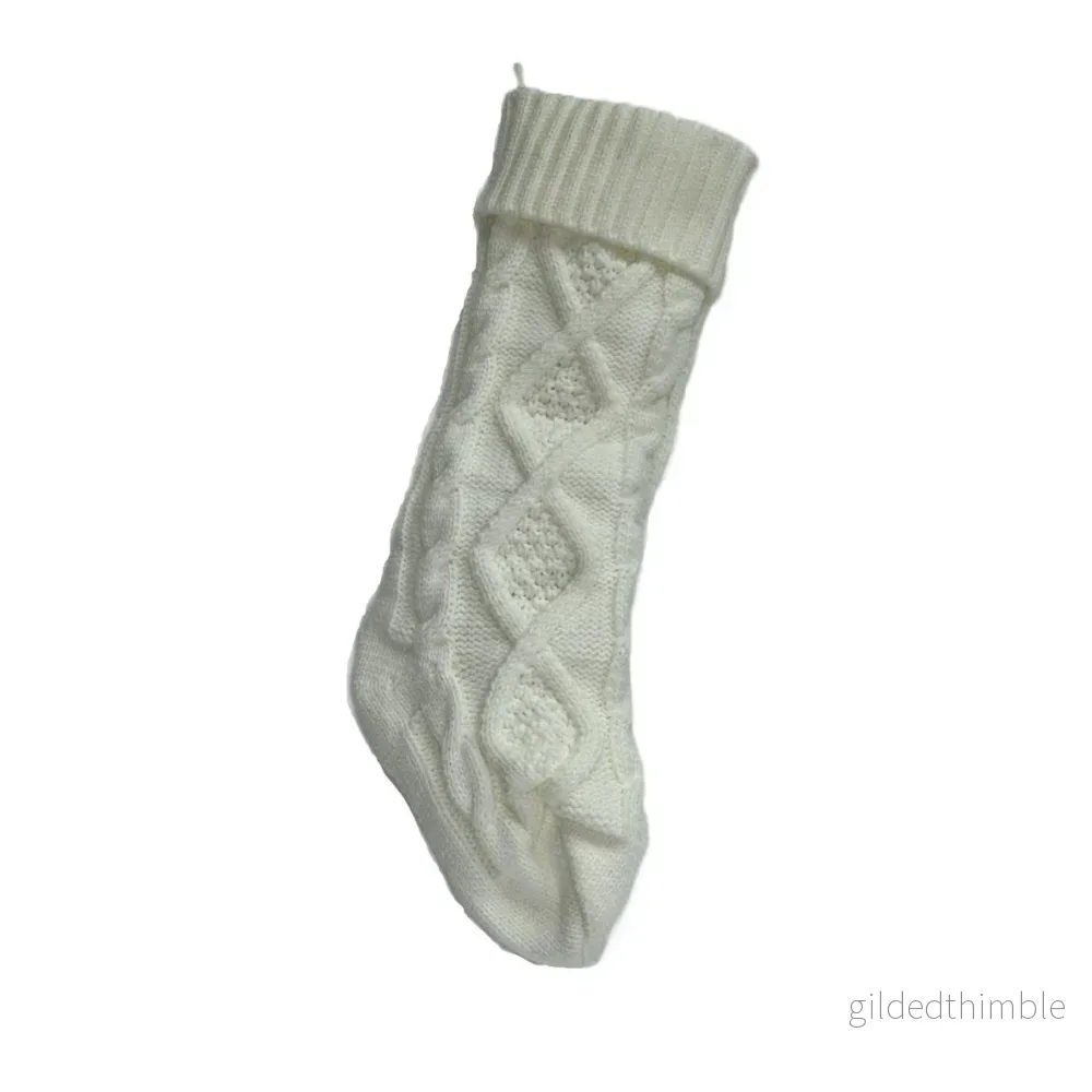 Julstrumpa Offwhite Stickad - Bild 2
