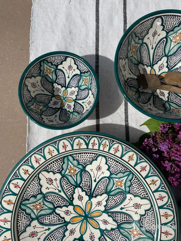 Marockansk keramikskål 'Safi' Green multi 18cm - Bild 3