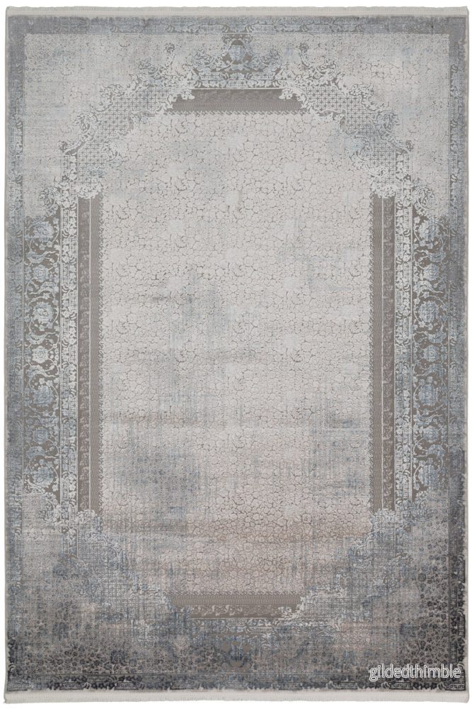 Nazenin 1945 Ljusgrå beige Matta – Tidlös elegans i blågrå toner [200×300]